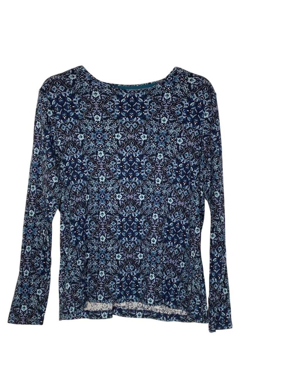 Croft & Barrow Classic Tee Floral Abstract Top Long Sleeve Sz XL